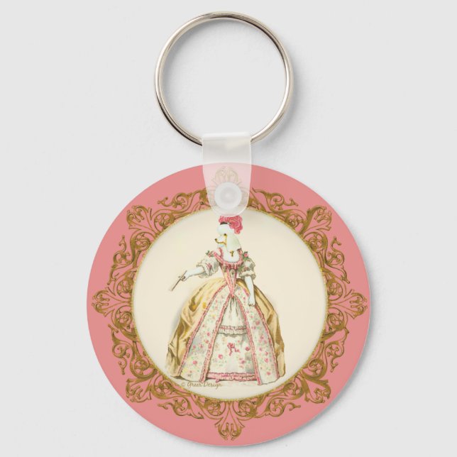 Porte-clés Poodle blanc Marie Antoinette Ornate Art (Recto)