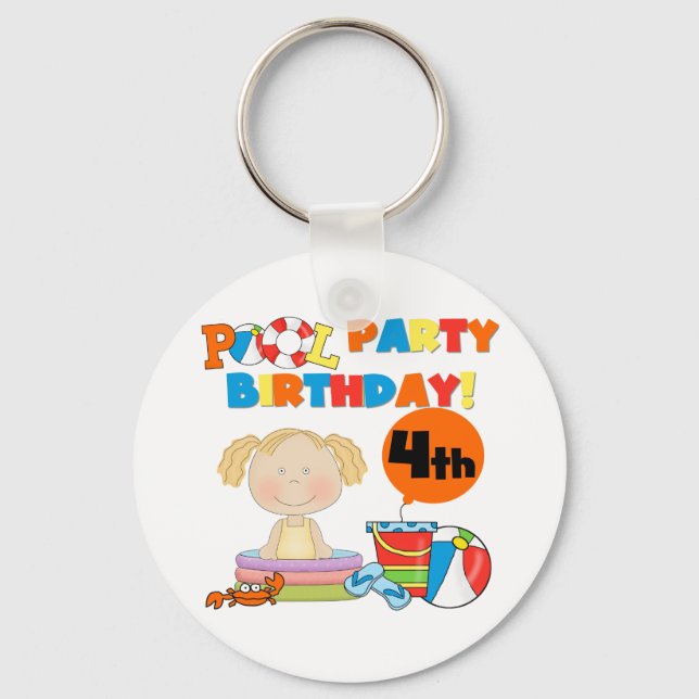 Porte-clés Pool Party 4th Birthday Tshirts et cadeaux (Recto)