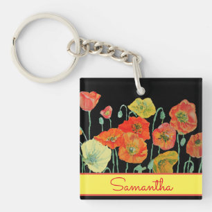 Porte-clés Poppies rouges orange jaune Nom des filles
