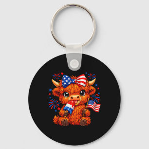Porte-clés Popsicle de vache Highland découpée patriotique du