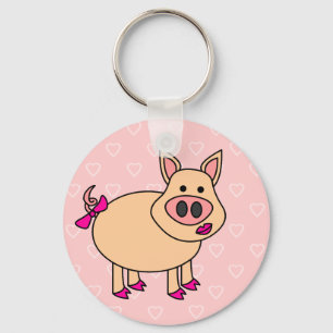Porte-clés Porc mignon de bande dessinée