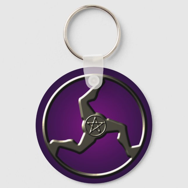 Porte-clés porte-bonheur-triskelion-clé-chaîne (Recto)