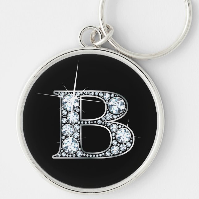 Porte-clés porte - clé à bille de diamant "B" (Devant)
