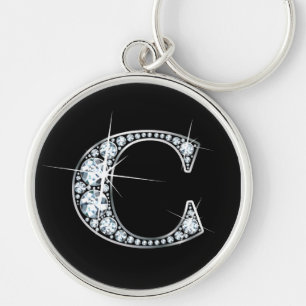 Porte-clés porte - clé à bille de diamant "C"