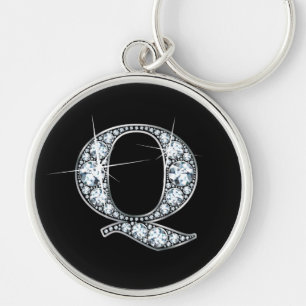 Porte-clés porte - clé à bille de diamant "Q"