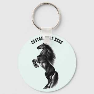 Porte-clés Porte - clé à cheval sauvage noir droit - Texte pe