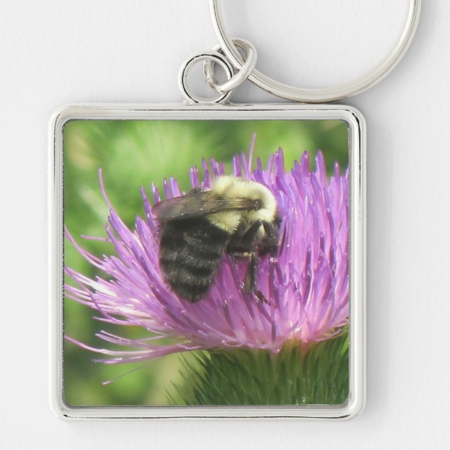 Porte-clés Porte - clé abeille et chardon (Devant)