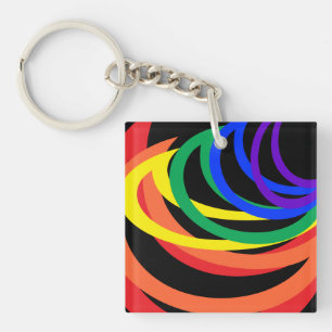 Porte-clés Porte - clé acrylique coloré arc-en-ciel croissant