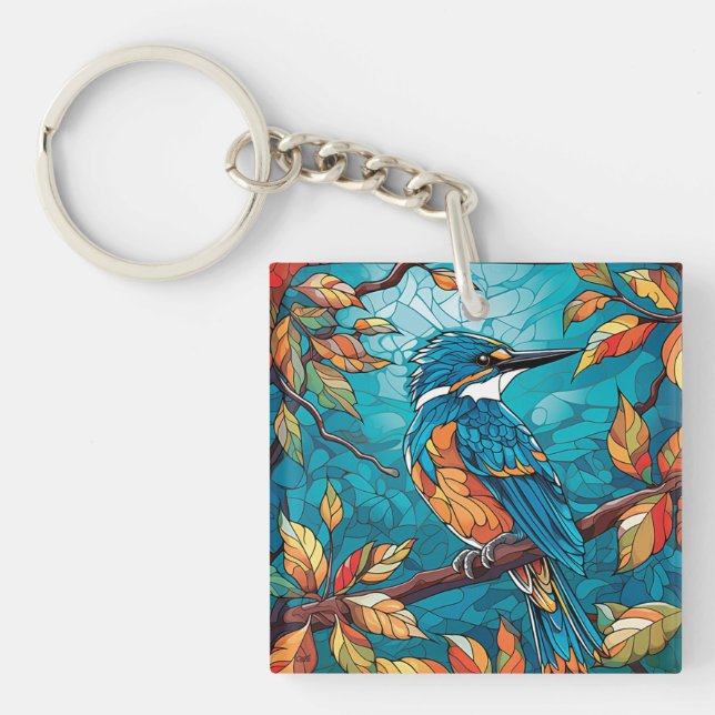 Porte-clés Porte - clé acrylique Kingfisher d'automne (Devant)