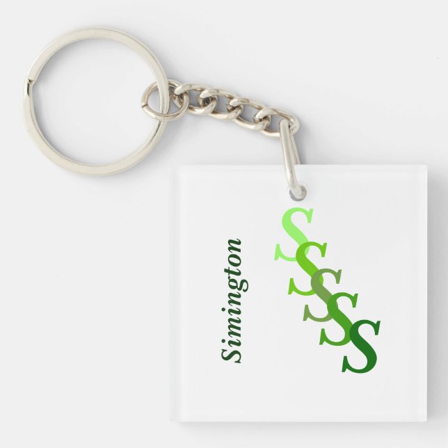 Porte-clés Porte - clé (acrylique) - Monogramme avec nom (ver (Devant)