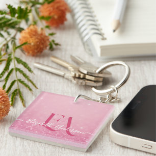 Porte-clés Porte - clé acrylique Parties scintillant rose ave