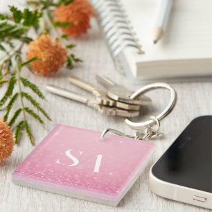 Porte-clés Porte - clé acrylique Parties scintillant rose ave