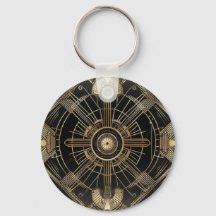Porte-clés Porte - clé Art déco personnalisé - Ge noir et or