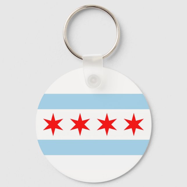 Porte-clés Porte - clé avec drapeau de Chicago, Illinois Stat (Recto)