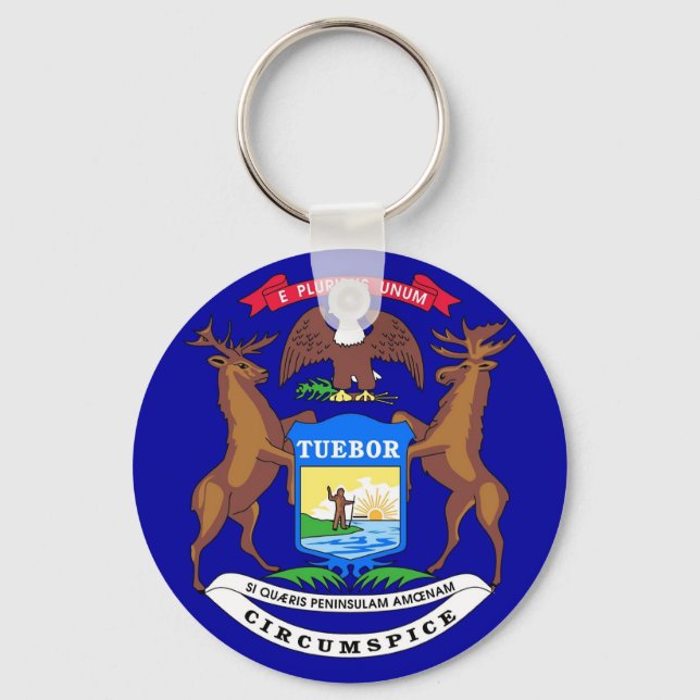 Porte-clés Porte - clé avec drapeau de l'État du Michigan (Recto)