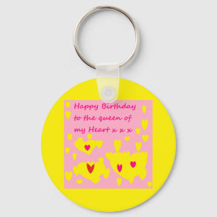 Porte-clés Porte - clé avec message d'anniversaire sur elle j