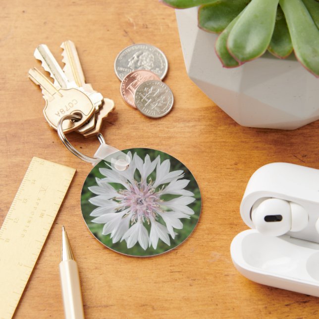 Porte-clés Porte - clé - Basique - Bouton Bachelor Blanc/Rose (Bureau)
