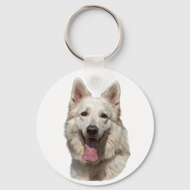 Porte-clés porte - clé berger allemand blanc (Recto)