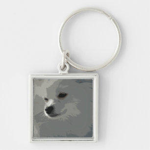 Porte-clés Porte - clé blanc de Pomeranian