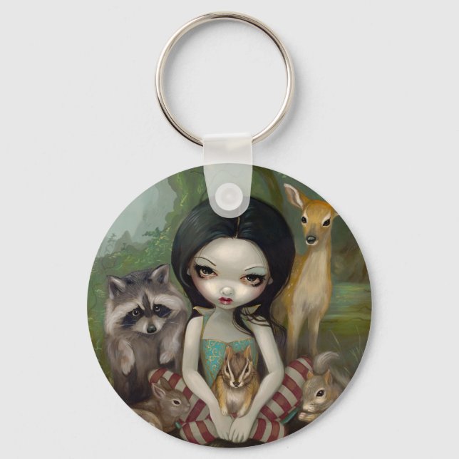 Porte-clés porte - clé "Blanche Neige et ses amis animaux" (Recto)