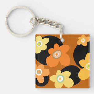 Porte-clés porte - clé Brown à fleurs