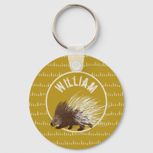 Porte-clés Porte - clé Brown et moutarde Porcupine