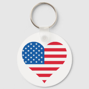 Porte-clés Porte - clé cardiaque du drapeau américain