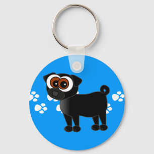 Porte-clés Porte - clé Carlin noir mignon - Bleu