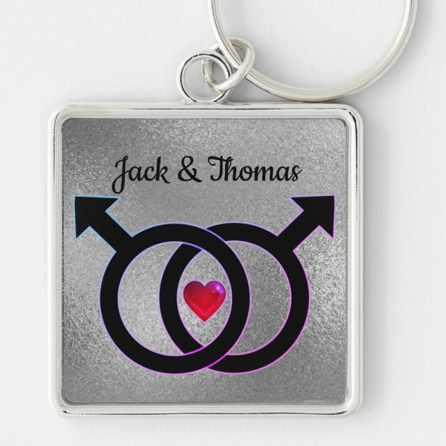 Porte-clés Porte - clé Carré de mariage gay Silver Premium (Devant)