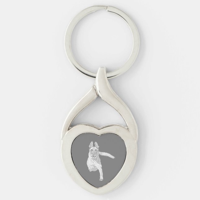 Porte-clés Porte - clé Coeur Malinois Belge Pencil (Devant)