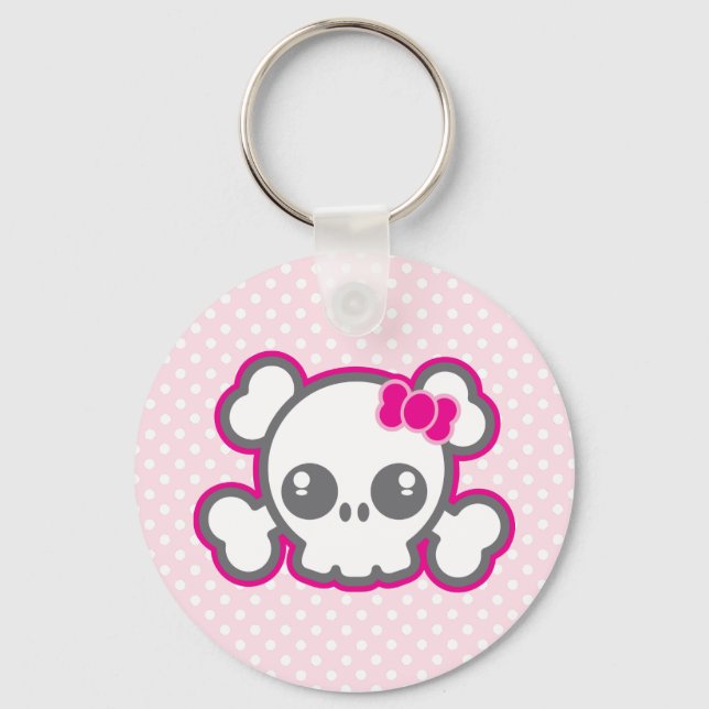 Porte-clés Porte - clé crâne rose Kawaii (Recto)