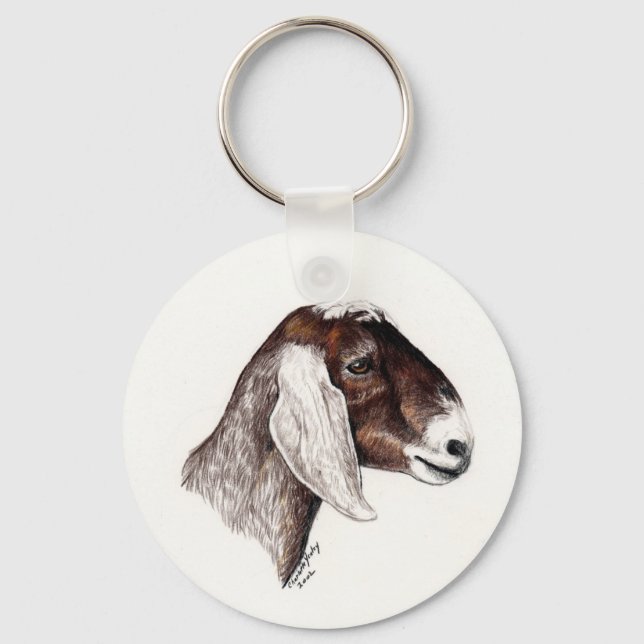 Porte-clés porte - clé d'art animal "Chèvre nubienne" (Recto)