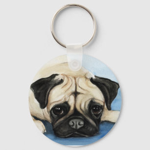 Porte-clés porte - clé d'art de chien "Carlin"
