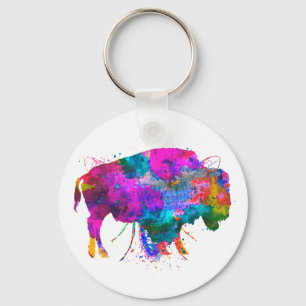 Porte-clés Porte - clé de 2,25 pouces Watercolor Buffalo But