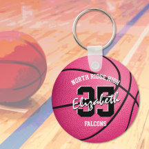 porte - clé de basket-ball rose filles w nom de l'