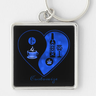 Porte-clés Porte - clé de café et de vin Yin et Yang bleu