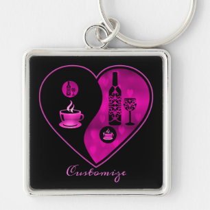 Porte-clés Porte - clé de café et de vin Yin et Yang rose