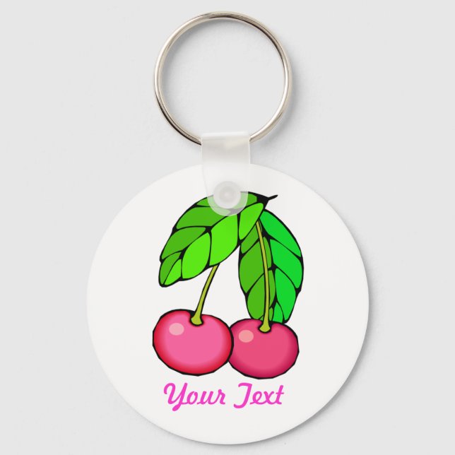 Porte-clés Porte - clé de cerisier personnalisable (BLANC) (Recto)