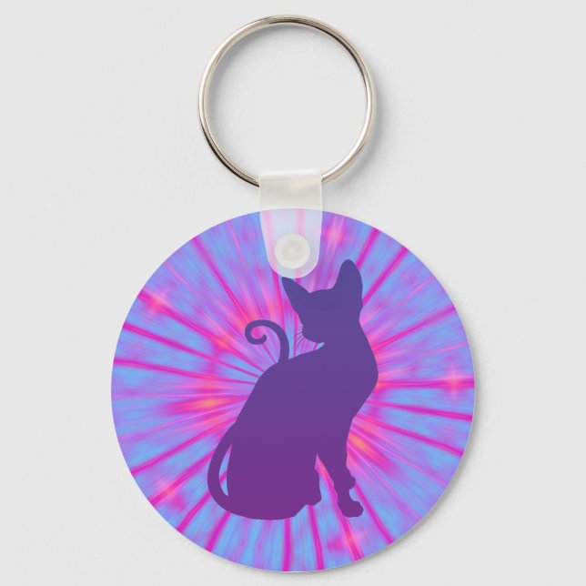 Porte-clés Porte - clé de chats violets (Recto)