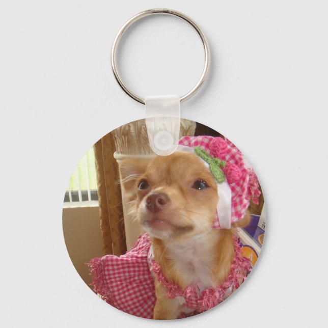 Porte-clés porte - clé de chihuahua rose (Recto)