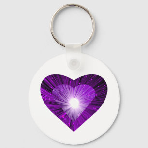 Porte-clés porte - clé de coeur mauve blanc