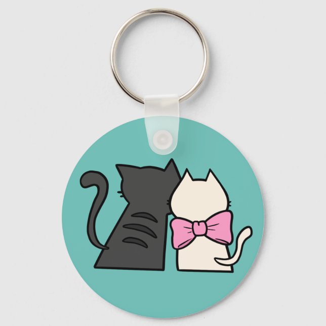 Porte-clés porte - clé de couple de chat mignon (Back)