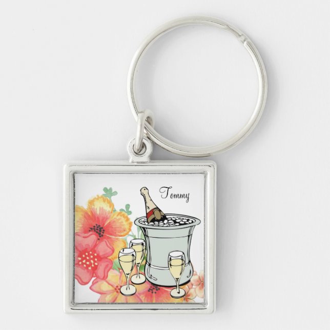 Porte-clés Porte - clé de Cravate Florale Champagne ! (Devant)