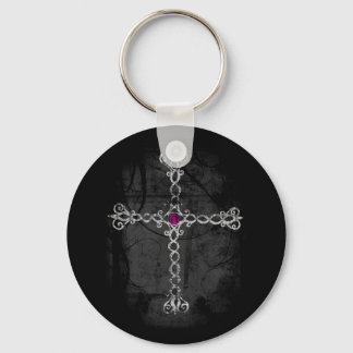 Porte-clés porte - clé de croix gothique - violet