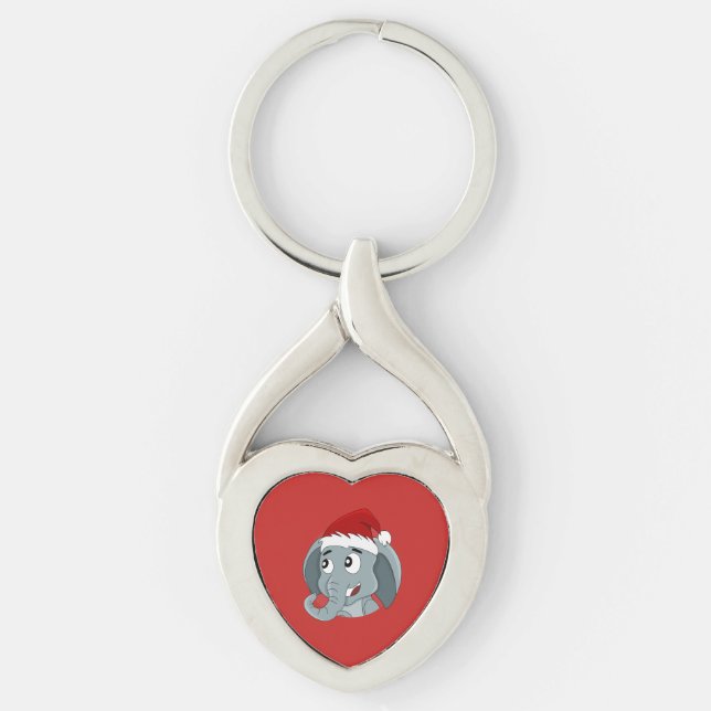 Porte-clés Porte - clé de dessin animé d'éléphants de Noël (Devant)