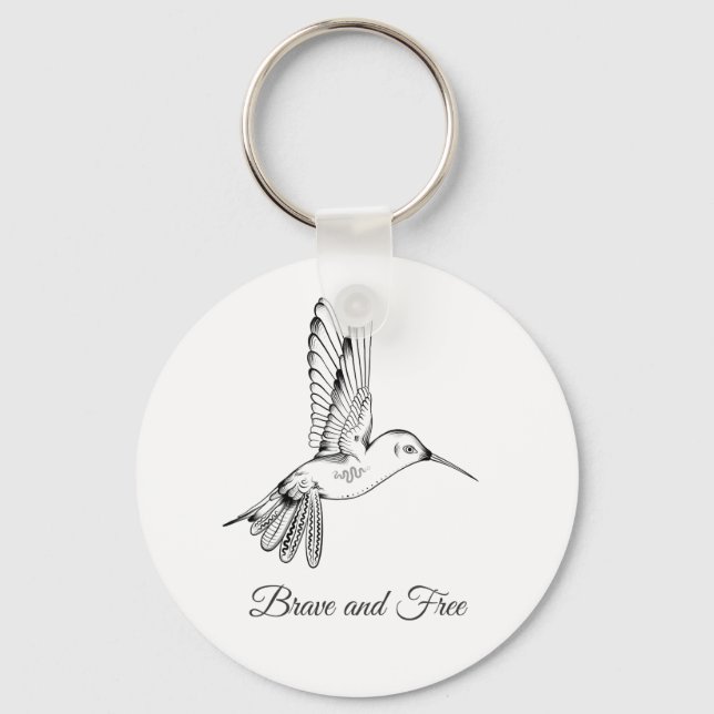 Porte-clés Porte - clé de dessin d'oiseau noir (Recto)