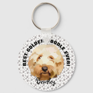 Porte-clés Porte - clé de doodle doré personnalisé Personn