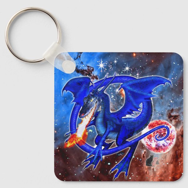 Porte-clés Porte - clé de dragon cosmique Azurite (Recto)