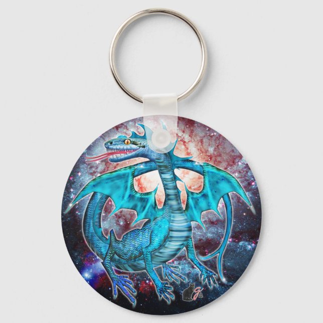 Porte-clés Porte - clé de dragon cosmique turquoise (Recto)