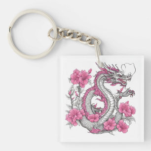 Porte-clés Porte - clé de dragon de fleurs